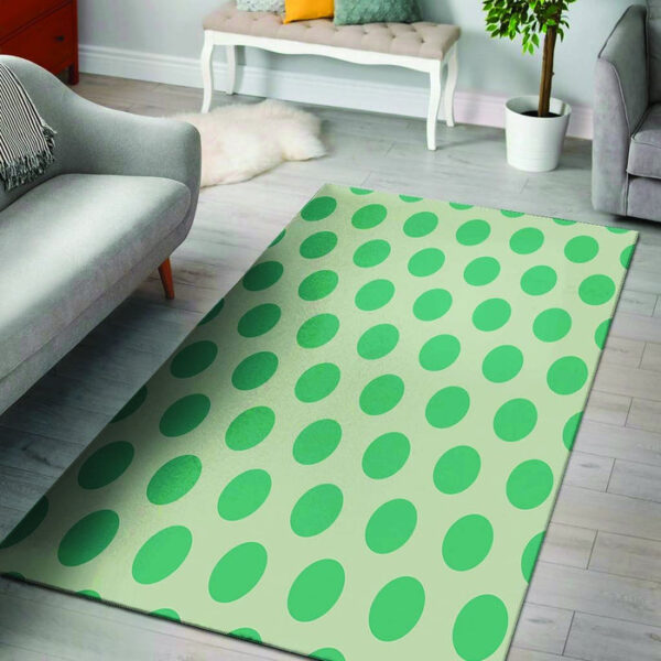 White And Green Polka Dot Sillvela Area Rug