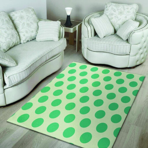 White And Green Polka Dot Sillvela Area Rug