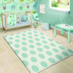 White And Turquoise Polka Dot Sillvela Area Rug