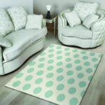 White And Turquoise Polka Dot Sillvela Area Rug
