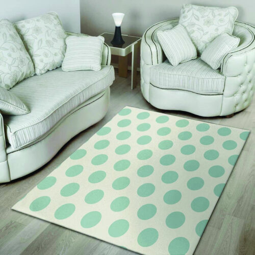 White And Turquoise Polka Dot Sillvela Area Rug