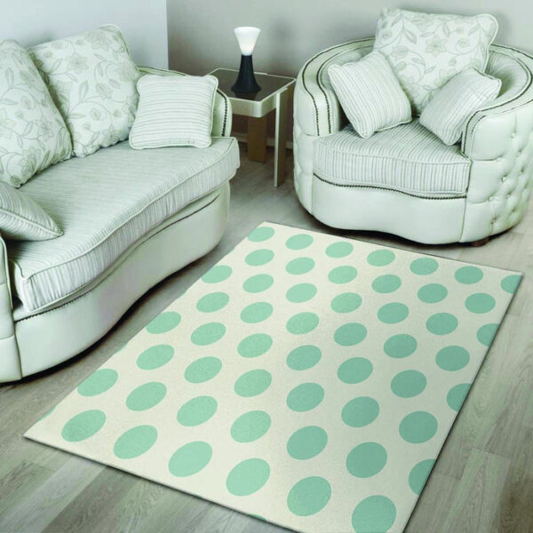 White And Turquoise Polka Dot Sillvela Area Rug