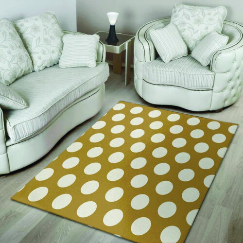 White And Yellow Polka Dot Sillvela Area Rug