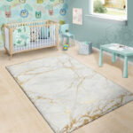 White Gold Marble Sillvela Area Rug