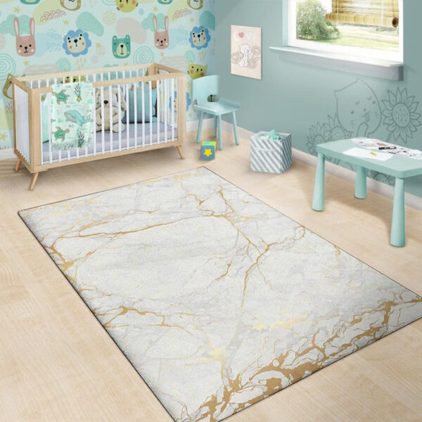 White Gold Marble Sillvela Area Rug