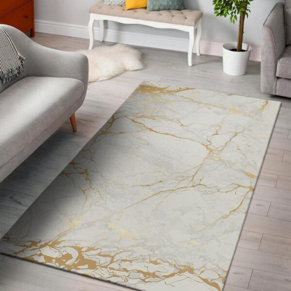White Gold Marble Sillvela Area Rug