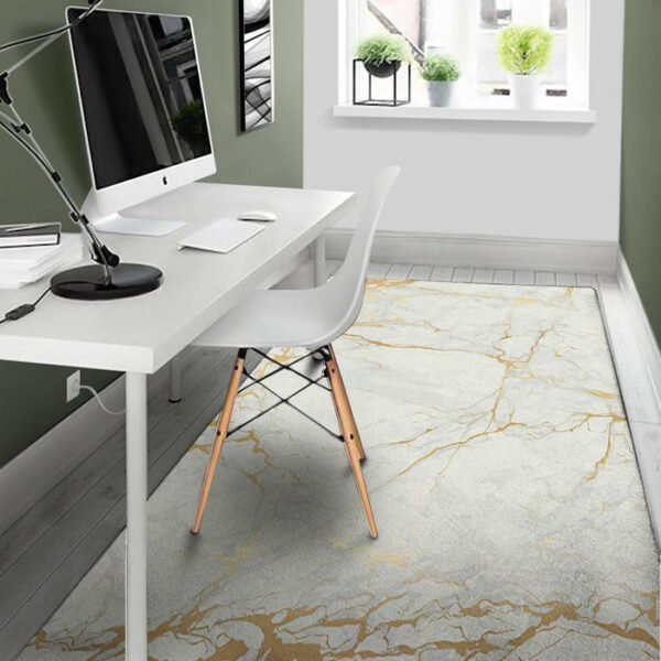 White Gold Marble Sillvela Area Rug