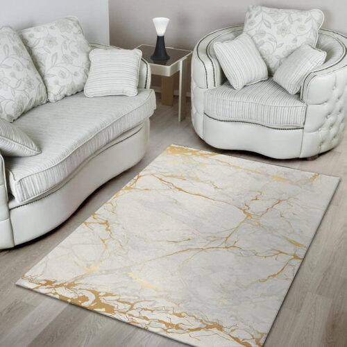 White Gold Marble Sillvela Area Rug