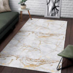 White Gold Marble Pattern Print Sillvela Area Rug