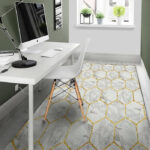 White Gold Tile Marble Sillvela Area Rug