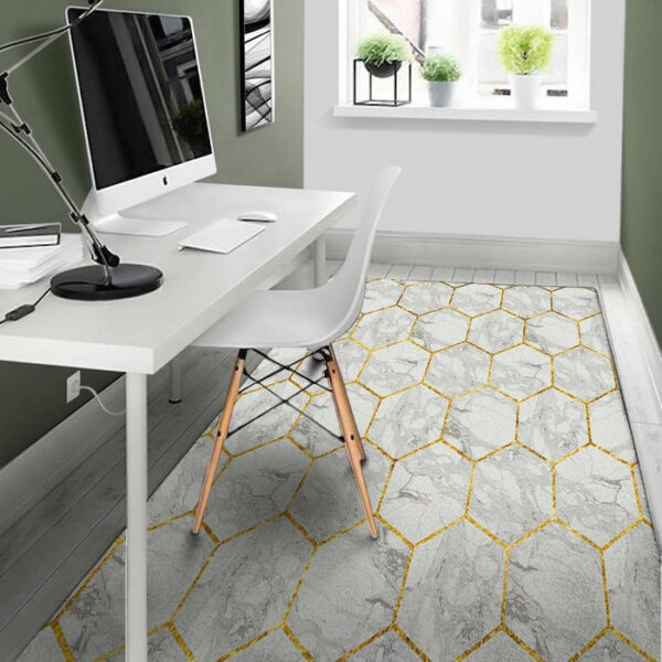 White Gold Tile Marble Sillvela Area Rug