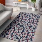White Hibiscus Tropical Floral Hawaiian Print Sillvela Area Rug