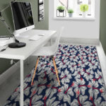White Hibiscus Tropical Floral Hawaiian Print Sillvela Area Rug