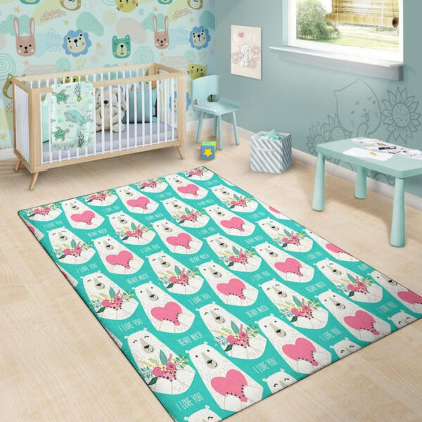 White Mama Bear Sillvela Area Rug