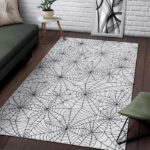 White Spider Web Pattern Print Sillvela Area Rug
