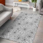 White Spider Web Pattern Print Sillvela Area Rug