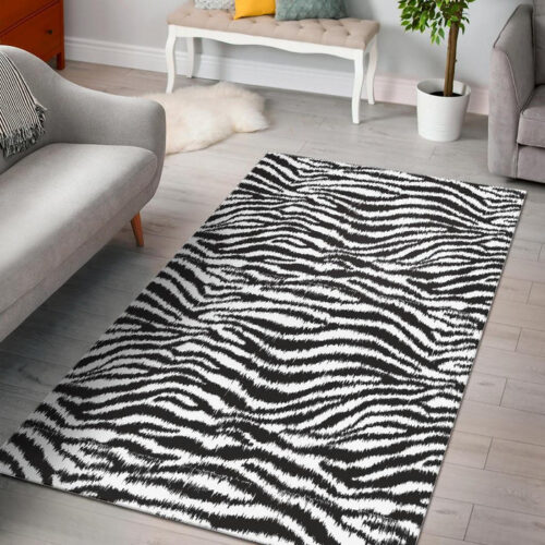 White Tiger Pattern Print Sillvela Area Rug