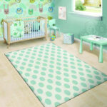 White and Teal Polka Dot Sillvela Area Rug