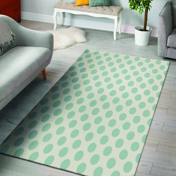 White and Teal Polka Dot Sillvela Area Rug
