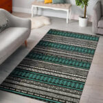 White and Turquoise Tribal Navajo Hand Drawn Sillvela Area Rug