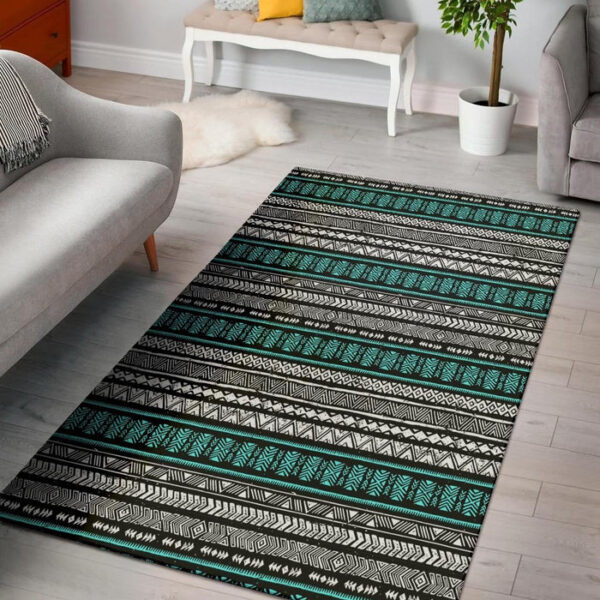 White and Turquoise Tribal Navajo Hand Drawn Sillvela Area Rug