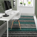 White and Turquoise Tribal Navajo Hand Drawn Sillvela Area Rug
