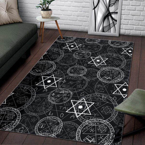 Wiccan Witch Pagan Pattern Print Sillvela Area Rug
