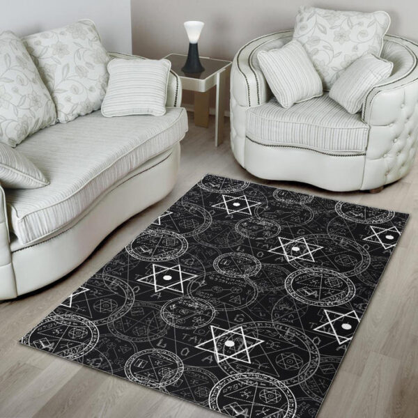 Wiccan Witch Pagan Pattern Print Sillvela Area Rug