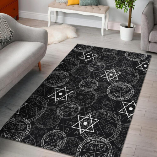 Wiccan Witch Pagan Pattern Print Sillvela Area Rug