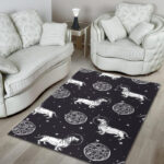 Wiener Dog Dachshund Astronaut Pattern Print Sillvela Area Rug