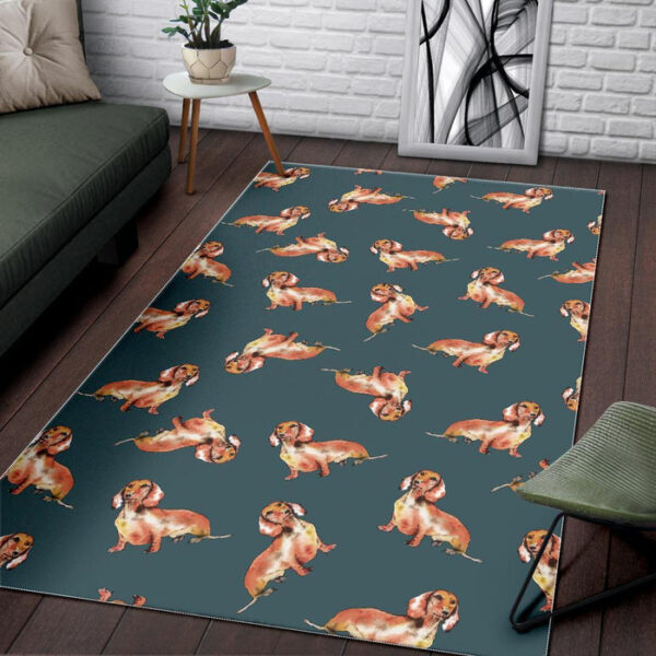Wiener Dog Dachshund Portrait Pastel Pattern Print Sillvela Area Rug