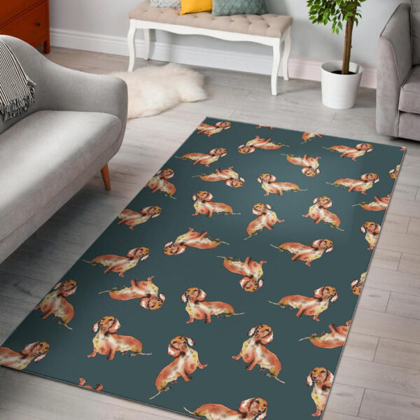 Wiener Dog Dachshund Portrait Pastel Pattern Print Sillvela Area Rug