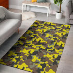 Woodland And Yellow Camo Print Sillvela Area Rug