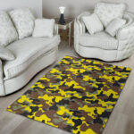Woodland And Yellow Camo Print Sillvela Area Rug