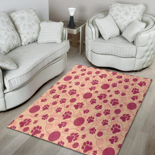 Yarn Paw Print Sillvela Area Rug