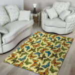 Yellow Butterfly Pattern Print Sillvela Area Rug