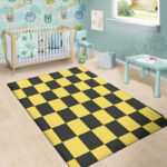 Yellow Checkered Print Sillvela Area Rug