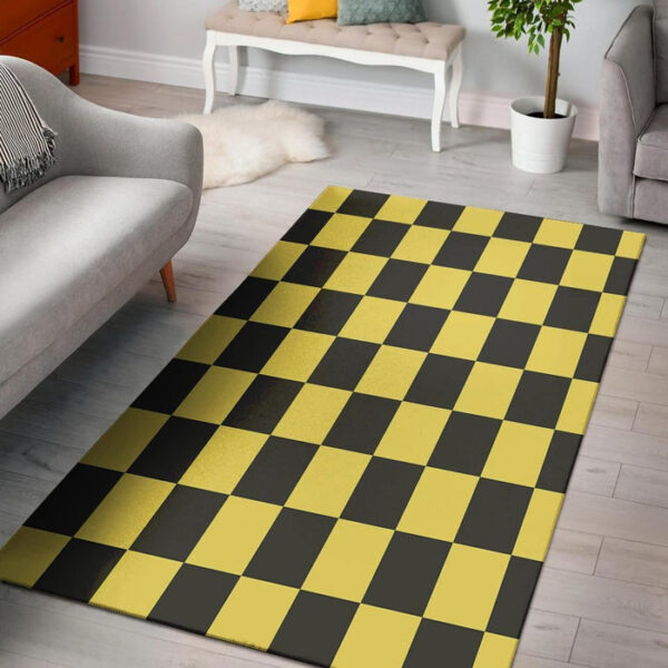 Yellow Checkered Print Sillvela Area Rug