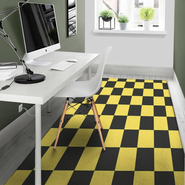 Yellow Checkered Print Sillvela Area Rug