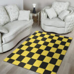 Yellow Checkered Print Sillvela Area Rug