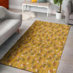 Yellow Floral Retro Print Sillvela Area Rug