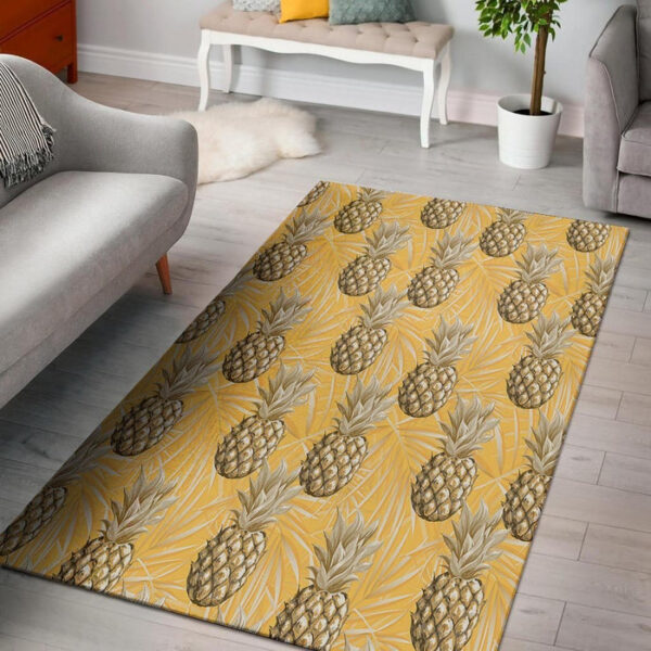 Yellow Hawaiian Pineapple Print Sillvela Area Rug