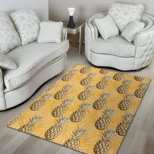 Yellow Hawaiian Pineapple Print Sillvela Area Rug