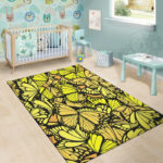 Yellow Monarch Butterfly Sillvela Area Rug