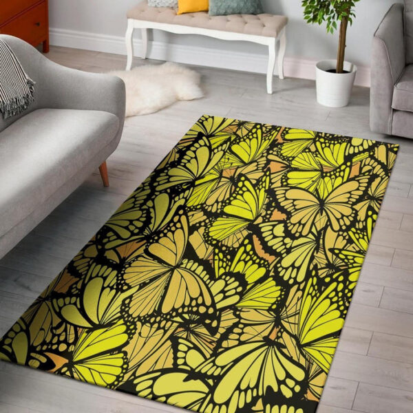 Yellow Monarch Butterfly Sillvela Area Rug