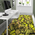 Yellow Monarch Butterfly Sillvela Area Rug