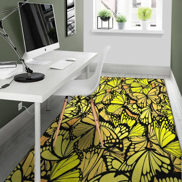 Yellow Monarch Butterfly Sillvela Area Rug