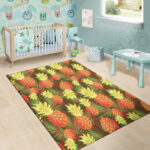 Yellow Neon Pineapple Hawaiian Print Sillvela Area Rug