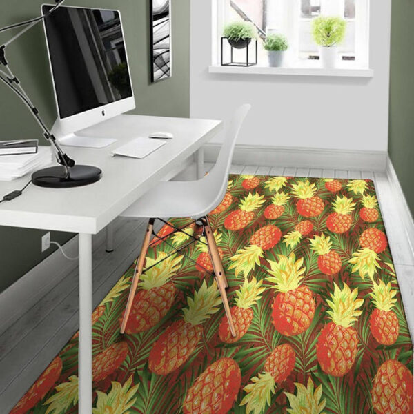 Yellow Neon Pineapple Hawaiian Print Sillvela Area Rug