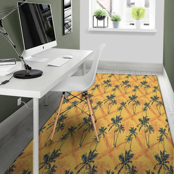Yellow Palm Tree Hawaiian Print Sillvela Area Rug